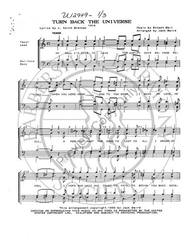 Turn Back The Universe (TTBB) (arr. Jack Baird)-Download-UNPUB