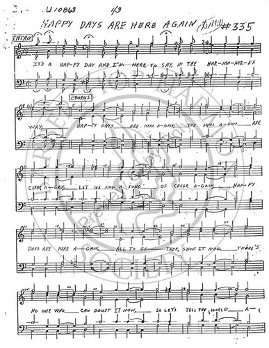 Happy Days Are Here Again (TTBB) (arr. John Hohl)-UNPUB