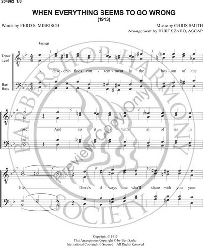 When Everything Seems To Go Wrong (TTBB) (arr. Burt Szabo)-Download-UNPUB