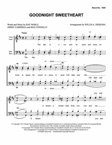 Goodnight Sweetheart (TTBB) (arr. Diekema)