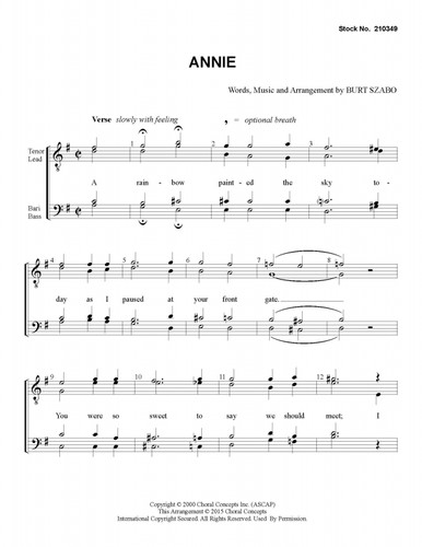 Annie 1 (TTBB)-Download-UNPUB