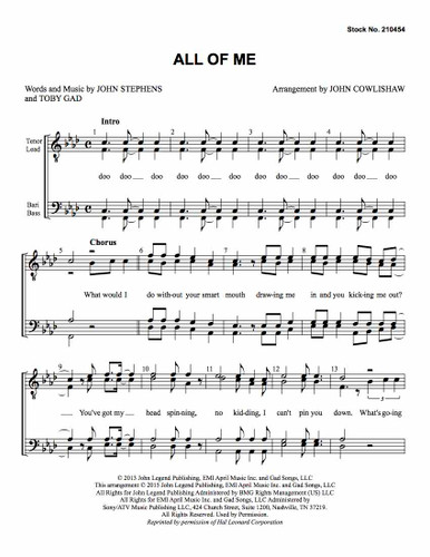 All Of Me 4 (TTBB) (arr. John Cowlishaw)-UNPUB