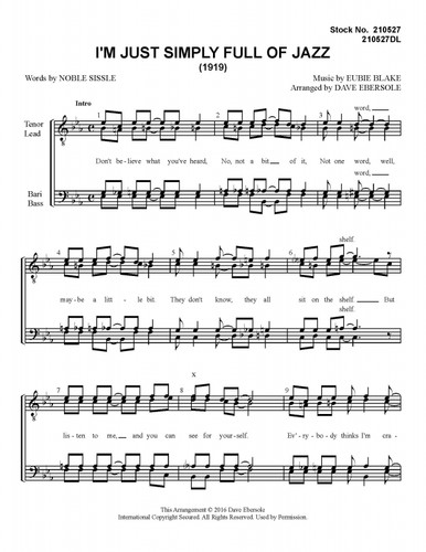 I'm Just Simply Full Of Jazz (TTBB) (arr. Dave Ebersole)-UNPUB