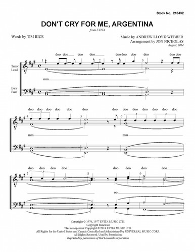 Don't Cry For Me Argentina (TTBB)-UNPUB