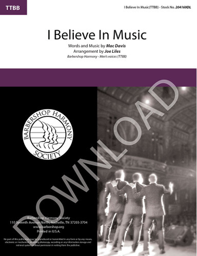 I Believe In Music (TTBB) (arr. Liles) - Download