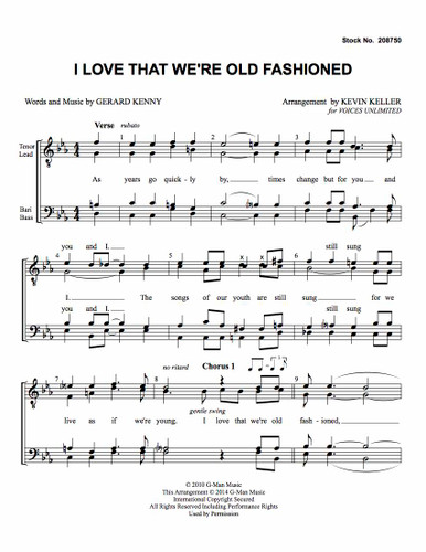 I Love That We're Old Fashioned (TTBB) (arr. Keller)-UNPUB