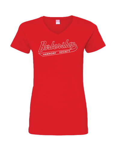Ladies Red V-Neck Tee