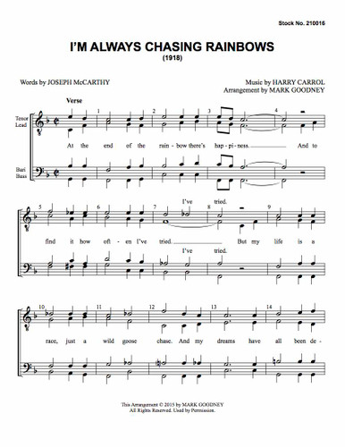 I'm Always Chasing Rainbows (TTBB) (arr. Mark Goodney)-UNPUB