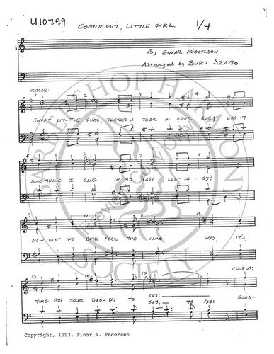 Good Night, Little Girl (TTBB) (arr. Burt Szabo)-UNPUB