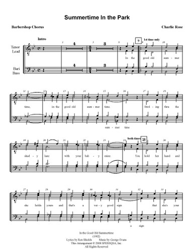 Summertime in the Park Vocal Score (Medley) (arr. Rose) - TTBB (Download)