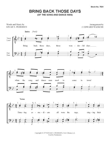 Bring Back Those Days (TTBB) (arr. Waesche) - Download