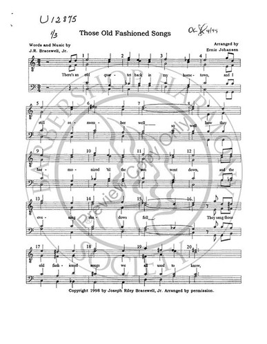 Those Old Fashioned Songs (TTBB) (arr. Ernie Johansen)-UNPUB