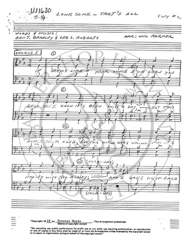 Lonesome, That's All (TTBB) (arr. Wes Farmer)-UNPUB