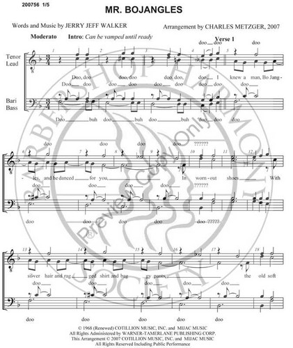 Mr. Bojangles (TTBB) (arr. Charles Metzger)-UNPUB