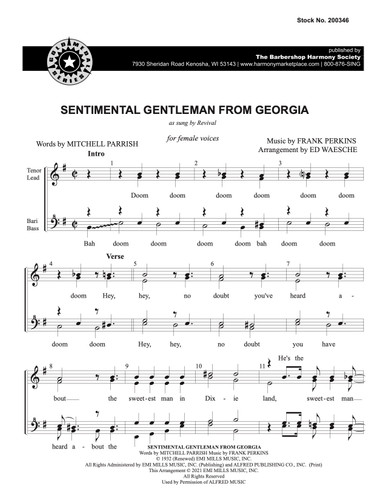 Sentimental Gentleman From Georgia (SSAA) (arr. Waesche)