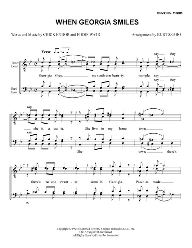 When Georgia Smiles (TTBB) (arr. Burt Szabo)-UNPUB
