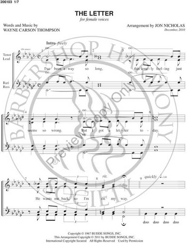 Letter, The (SSAA) (arr. Jon Nicholas)-UNPUB