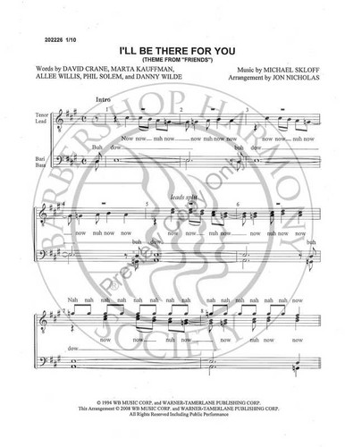 I'll Be There For You (TTBB) (arr. Jon Nicholas)-UNPUB