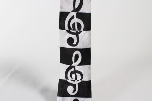 Tie - Black and White Stripe with G Clef