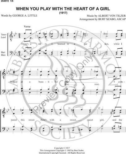 When You Play With The Heart Of A Girl (TTBB) (arr. Burt Szabo)-UNPUB
