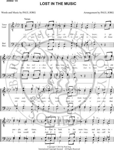 Lost In The Music (TTBB) (arr. Paul Jorg)-UNPUB
