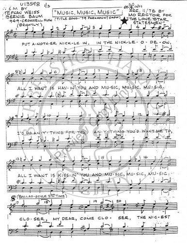 Music! Music! Music! (TTBB) (arr. Mo Rector)-UNPUB
