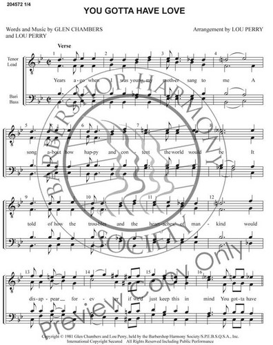You Gotta Have Love (TTBB) (arr. Louis Perry)-Download-UNPUB
