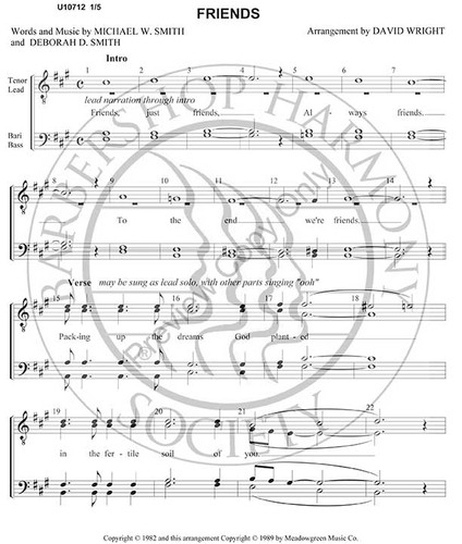 Friends (TTBB) (arr. David Wright)-Download