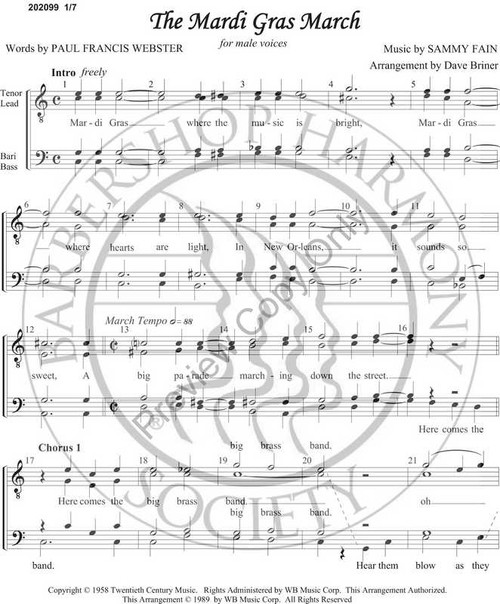 Mardi Gras March 3 (TTBB) (arr. Dave Briner)-Download-UNPUB