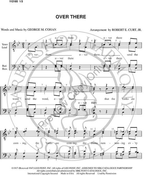 Over There  (TTBB) (arr. Robert Curt)-Download-UNPUB
