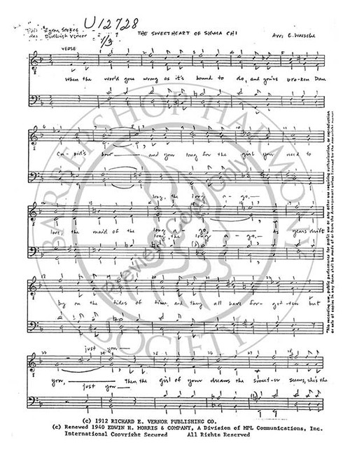 Sweetheart Of Sigma Chi 3 (TTBB) (arr. Ed Waesche)-Download-UNPUB