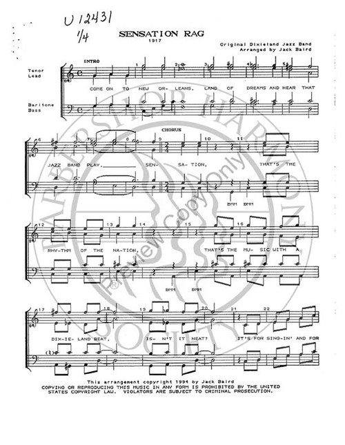 Sensation Rag (TTBB) (arr. Jack Baird)-Download-UNPUB