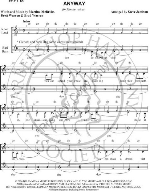 Anyway (TTBB) (arr. Stephen Jamison)-Download-UNPUB