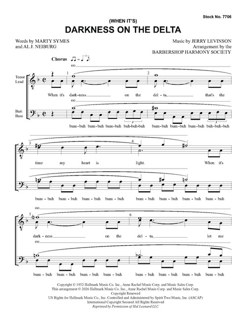 (When It's) Darkness on the Delta (TTBB)