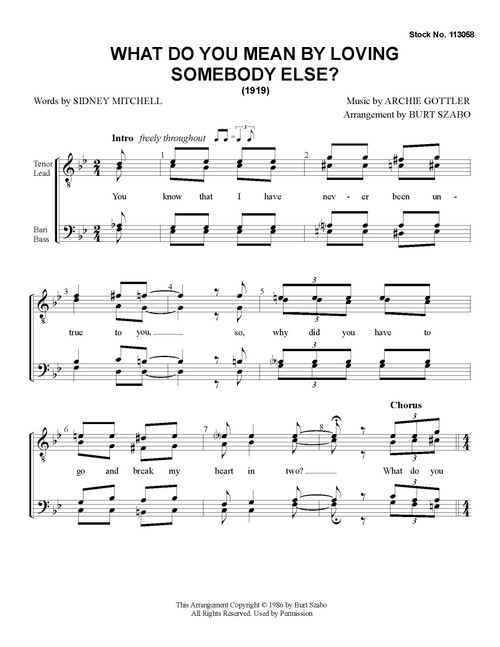 What Do You Mean By Loving Somebody Else (TTBB) (arr. Burt Szabo)-Download-UNPUB