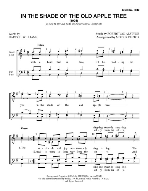 In The Shade Of The Old Apple Tree (TTBB) (arr. Rector)