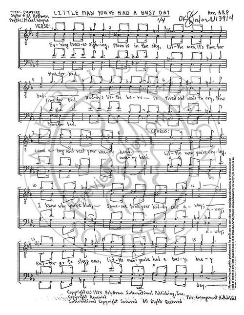 Little Man, You've Had A Busy Day (TTBB) (arr. Alden Parker)-Download-UNPUB