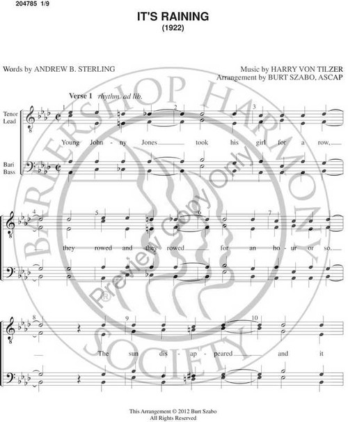 It's Raining (TTBB) (arr. Burt Szabo)-Download-UNPUB