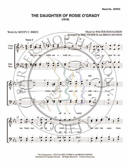 The Daughter Of Rosie O'Grady (TTBB) (arr. Eric Fenrich)-Download-UNPUB