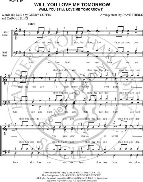 Will You Love Me Tomorrow-Doo Wop (TTBB) (arr. David Theile)-Download-UNPUB