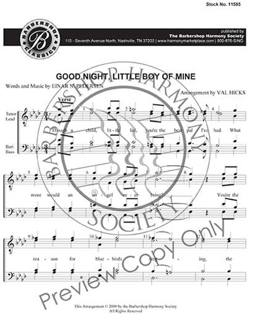 Goodnight, Little Boy Of Mine (TTBB) (arr. Hicks)