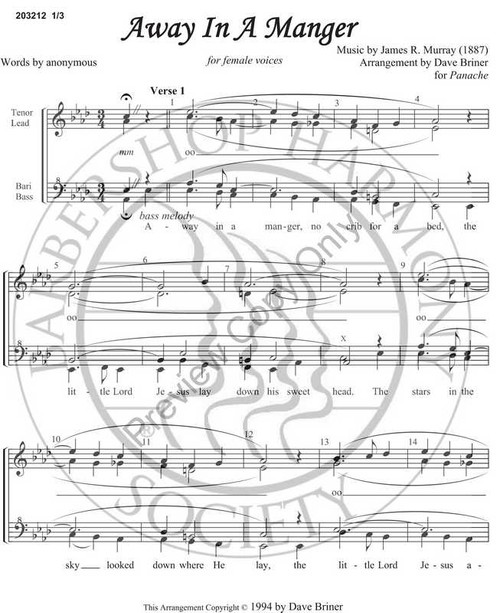 Away In A Manger (SSAA) (arr. Dave Briner) - Download