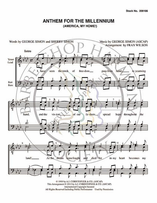 Anthem For The Millennium (America My Home) (TTBB) (arr. Fran Wilson)-Download-UNPUB