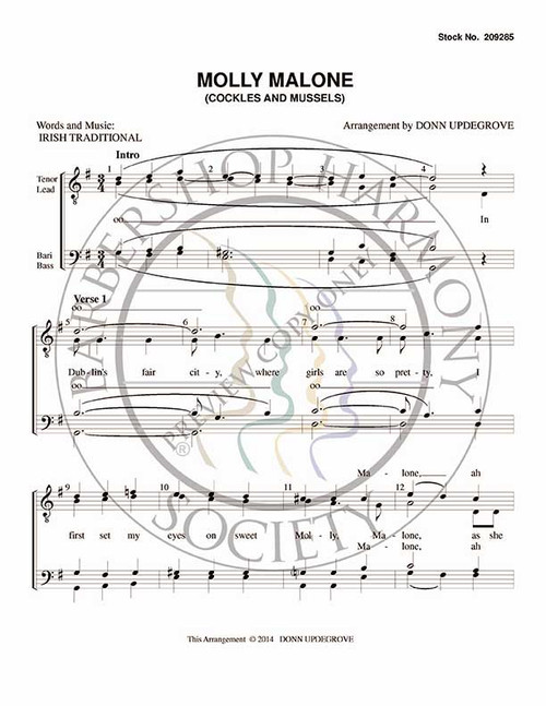 Molly Malone (Cockles And Mussels) (TTBB) (arr. Donn Updegrove)-Download-UNPUB