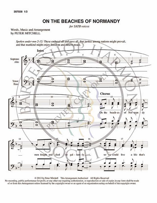 On The Beaches Of Normandy 1 (SATB) (arr. Peter Mitchell)-Download-UNPUB