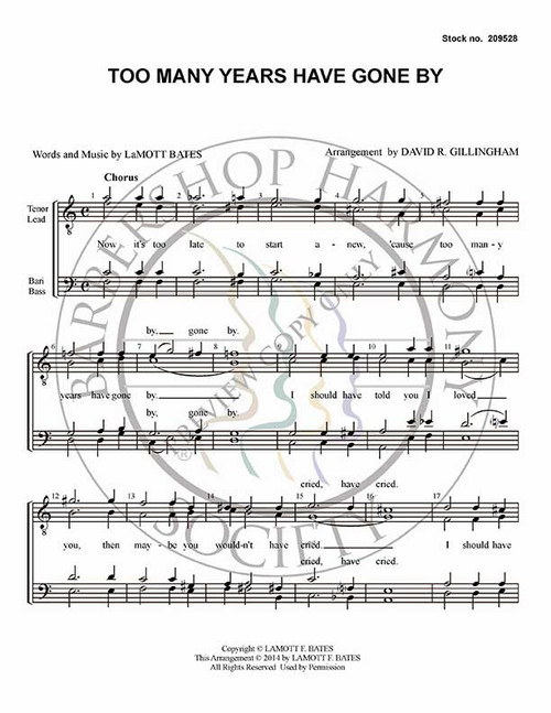 Too Many Years Have Gone By (TTBB) (arr. David Gillingham)-Download-UNPUB