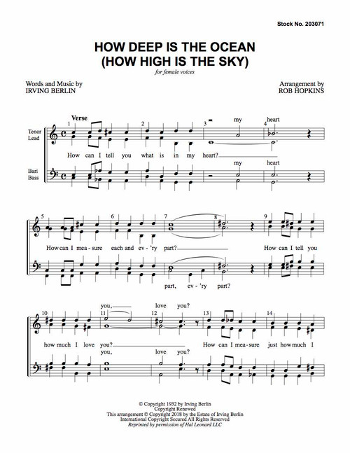 How Deep Is The Ocean (How High Is The Sky) (TTBB) (arr. Hopkins) - Download