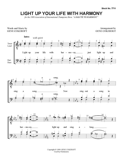 Light Up Your Life With Harmony (TTBB) (arr. Cokeroft)