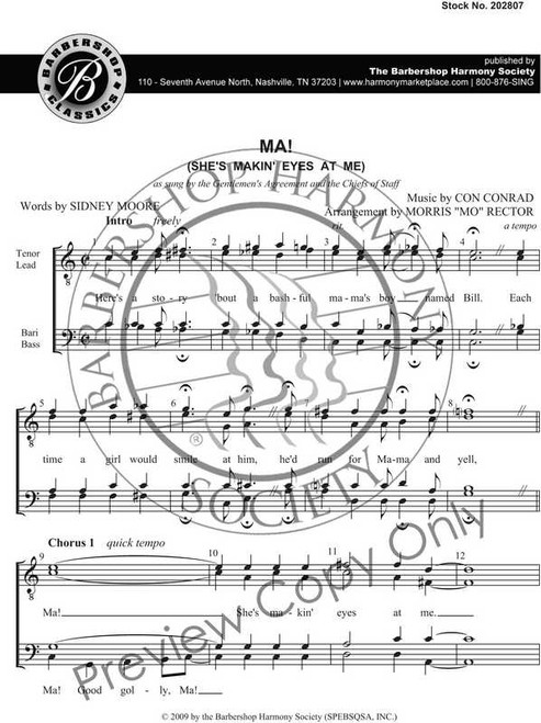 Ma! (She's Making Eyes at Me) (TTBB) (arr. Rector) - Download