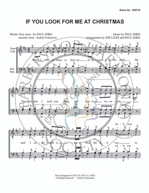 If You Look For Me At Christmas (TTBB) (arr. Joe Liles and Paul Jorg)-UNPUB